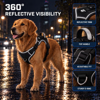 No Pull Dog Harness - Front & Back Clip - Reflective & Adjustable