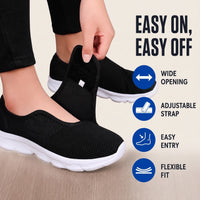 Womens Wide Toe Box Shoes - Adjustable Strap Walking Shoes - Easy On & Off