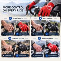 Cycling Gloves - Gel Padded Full Finger - Touchscreen Tips & Non-Slip Grip