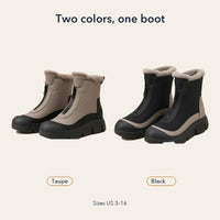 Womens Winter Boots - Plush Lined Front Zip Snow Boots - Lug Sole