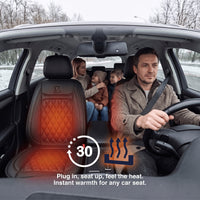 Heated Car Seat Cover - 12V Plug-In Seat Warmer - Auto Shut-Off