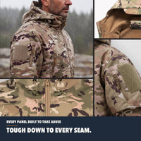 Camo Jacket for Men - Waterproof Fleece Lined Softshell - Hooded