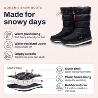 Women's Snow Boots - Mid-Calf Plush Lined Winter Boots - Water-Resistant