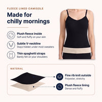 Thermal Camisole - Fleece Lined Tank Top for Women - Rib Knit V-Neck