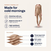 Women's Thermal Underwear - Seamless Base Layer Set - High Waist Stretch
