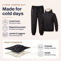 Mens Jogging Suit - Plush Lined Hooded Jacket & Joggers - 2 Piece Set