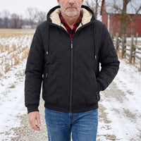 Mens Hooded Winter Jacket - Plush Lined Full Zip - Zippered Hand Pockets