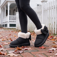 Women's Winter Boots - Faux Fur Lined Ankle Booties - Platform Sole