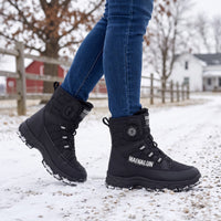 Womens Winter Boots - Plush Lined Ankle Snow Boots - Dial Closure
