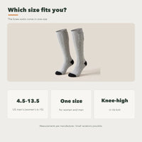 Heated Socks - Knee-High with Top Battery Pocket - 3 Heat Settings