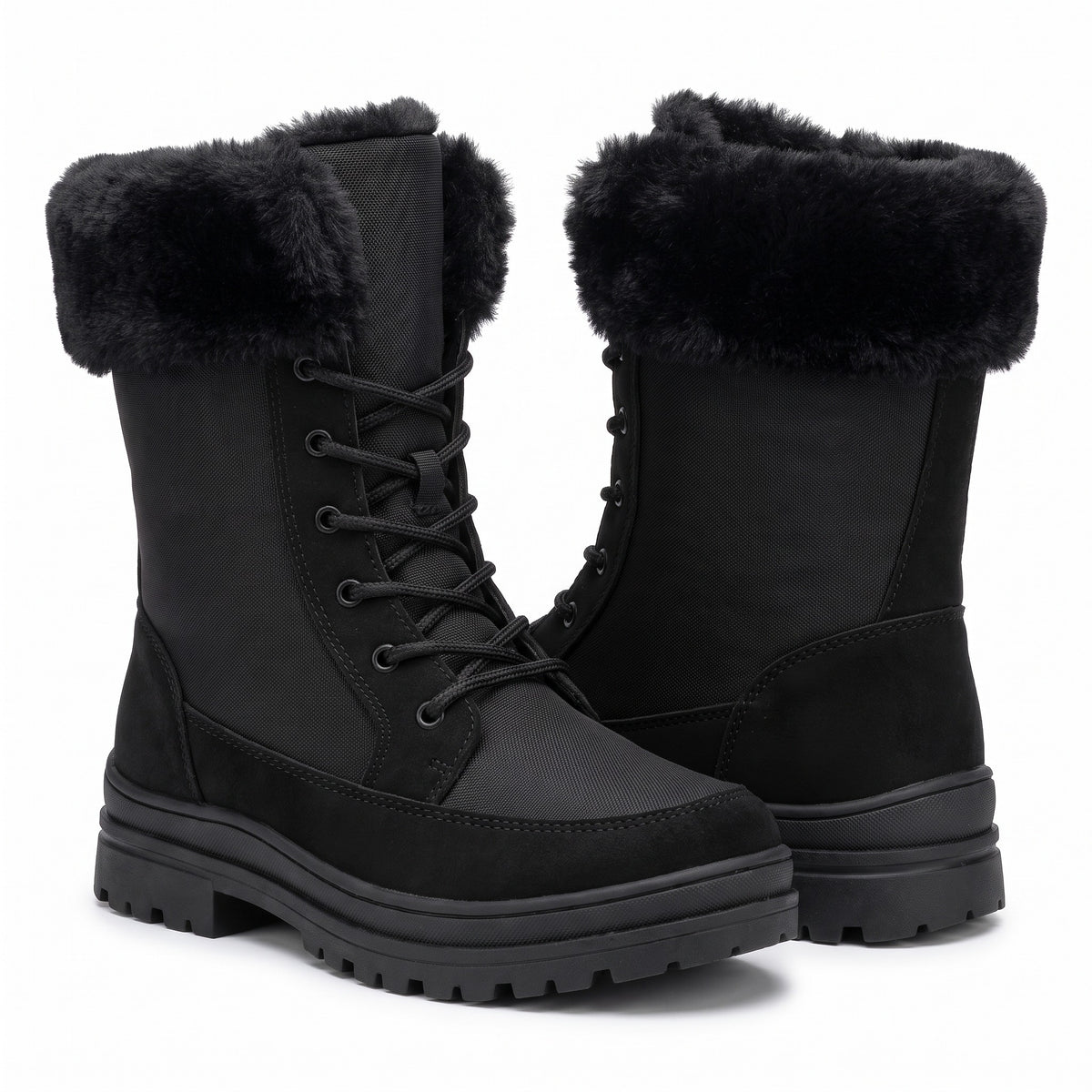 Women's Snow Boots - Lace-Up Winter Boots - Plush Lined & Deep Tread