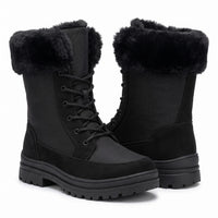 Women's Snow Boots - Lace-Up Winter Boots - Plush Lined & Deep Tread