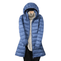 Womens Long Puffer Coat - Packable Down, Detachable Hood - Light & Warm
