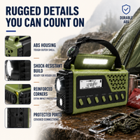 Emergency Radio - Hand Crank & Solar Powered - 10,000mAh Power Bank