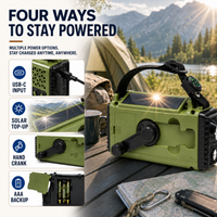 Emergency Radio - Hand Crank & Solar Powered - 10,000mAh Power Bank