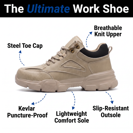 Steel Toe Safety Shoes - Lightweight Puncture-Proof Work Sneakers - Slip-Resistant