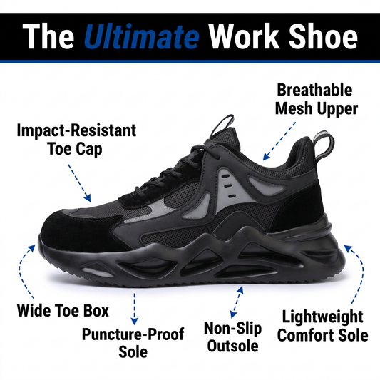 Lightweight Safety Sneakers - Puncture-Proof Work Shoes - Impact-Resistant Toe