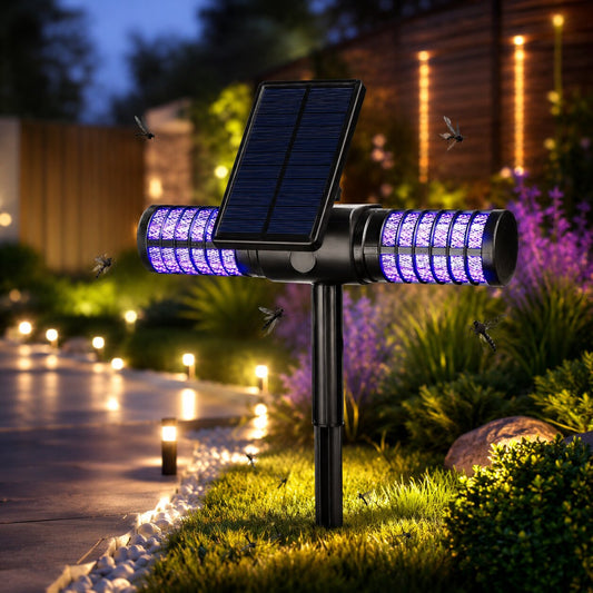 Solar Mosquito Lamp Outdoor - Bug Zapper Ground Stake - Waterproof UV