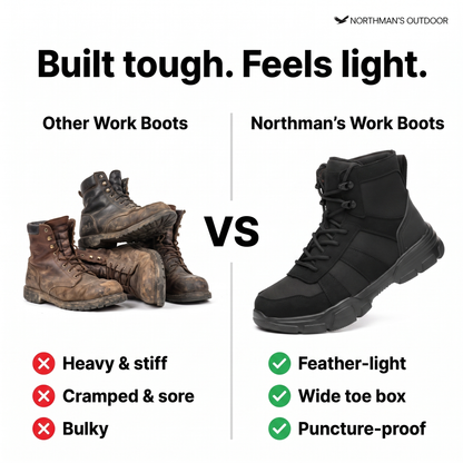 Steel Toe Work Boots - Puncture-Proof Tactical Safety Boots - Non-Slip