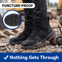 Steel Toe Work Boots - Puncture-Proof Tactical Safety Boots - Non-Slip