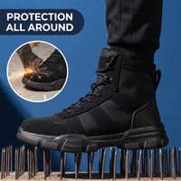 Steel Toe Work Boots - Puncture-Proof Tactical Safety Boots - Non-Slip