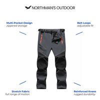 Men's Thermal Cargo Pants - Multi-Pocket - Belt Loops - Winter Outdoor