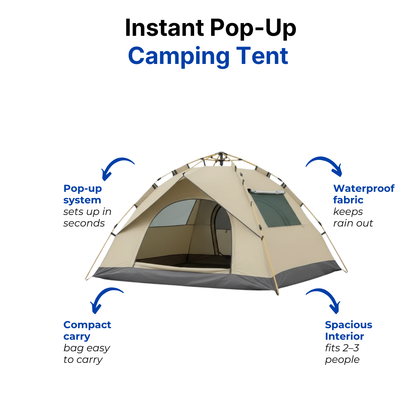 Instant Pop-Up Camping Tent for 2–3 People