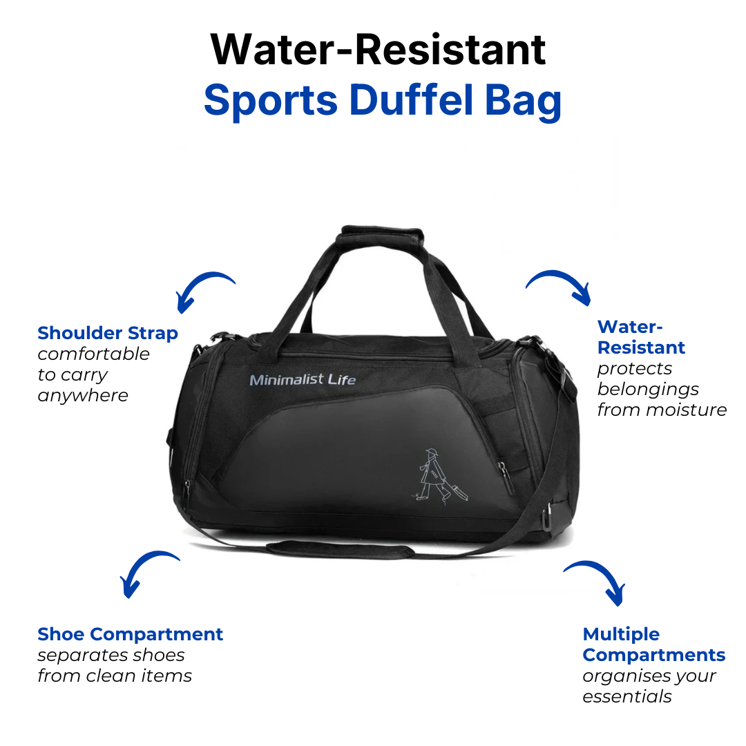 Water-Resistant Sports Duffel Bag – Multiple Compartments – Shoe Compartment