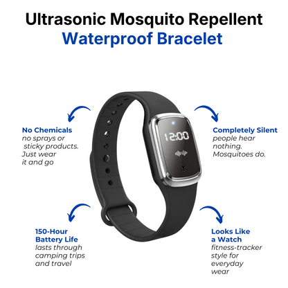 Ultrasonic Mosquito Repellent Bracelet – Waterproof Protection – USB Rechargeable