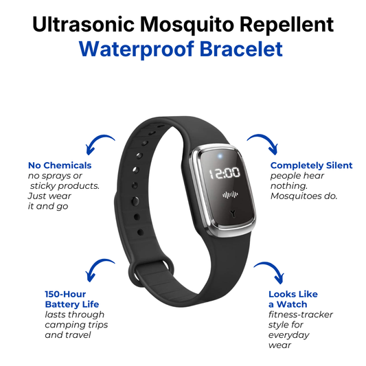 Ultrasonic Mosquito Repellent Bracelet – Waterproof Protection – USB Rechargeable