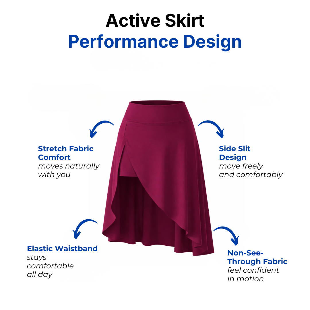 Women’s Asymmetrical Sports Skirt – Midi Length – Side Slit