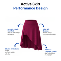 Women’s Asymmetrical Sports Skirt – Midi Length – Side Slit