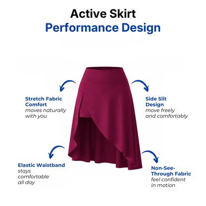 Women’s Asymmetrical Sports Skirt – Midi Length – Side Slit