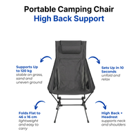 Portable Camping Chair – Foldable Design – High Back Support