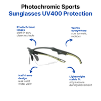 Photochromic Sports Sunglasses – UV400 Protection – Lightweight Half-Frame