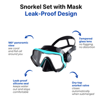 Snorkel Set with Mask - 180° HD View Tempered Glass - Leak-Proof