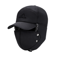 Windproof Trapper Hat with Ear Flaps and Face Mask - 3-in-1 Design