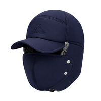 Windproof Trapper Hat with Ear Flaps and Face Mask - 3-in-1 Design