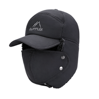 Windproof Trapper Hat with Ear Flaps and Face Mask - 3-in-1 Design