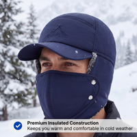 Windproof Trapper Hat with Ear Flaps and Face Mask - 3-in-1 Design