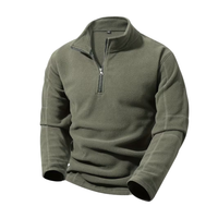Men's Fleece Sweatshirt - Half-Zip - Stand Collar - Long Sleeve