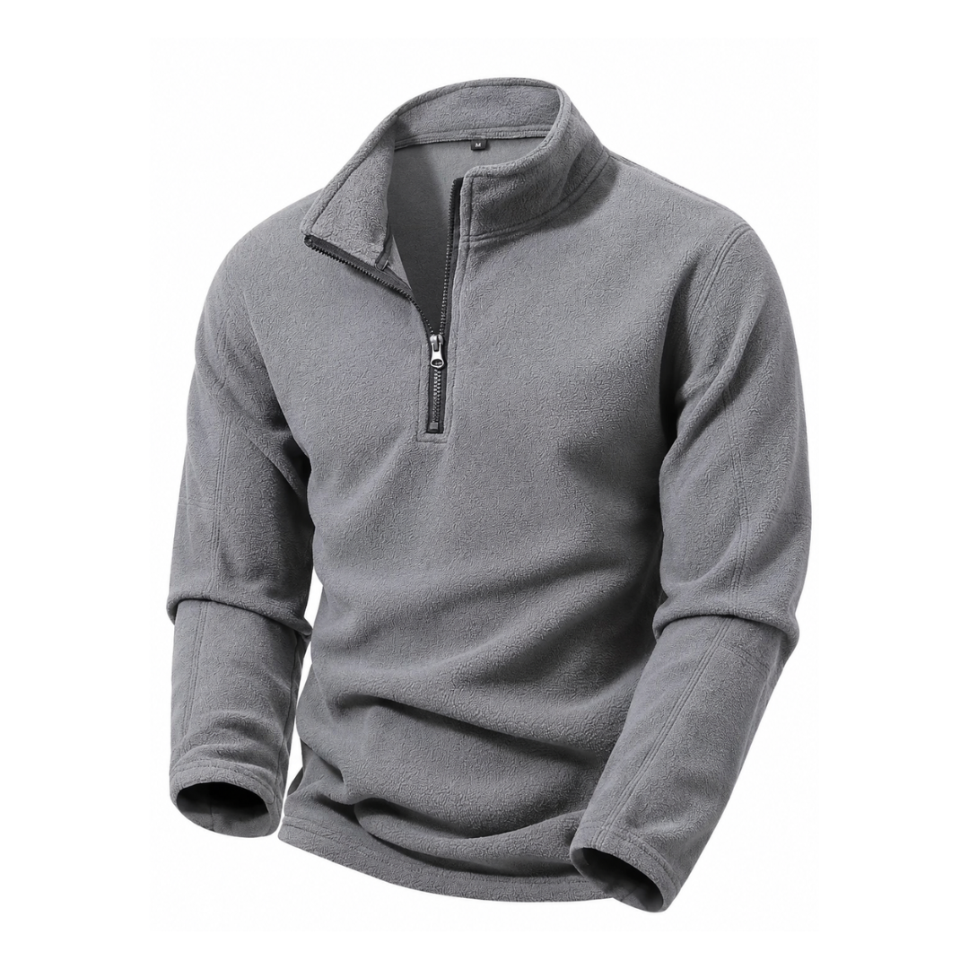 Men's Fleece Sweatshirt - Half-Zip - Stand Collar - Long Sleeve