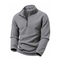 Men's Fleece Sweatshirt - Half-Zip - Stand Collar - Long Sleeve