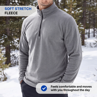 Men's Fleece Sweatshirt - Half-Zip - Stand Collar - Long Sleeve