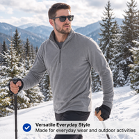 Men's Fleece Sweatshirt - Half-Zip - Stand Collar - Long Sleeve
