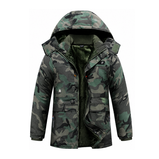 Men's Thickened Winter Coat - Detachable Hood - Multi-Pocket Workwear