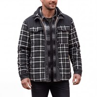 Men's Flannel Shirt Jacket - Sherpa Fleece Lined - Windproof