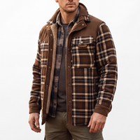Men's Flannel Shirt Jacket - Sherpa Fleece Lined - Windproof