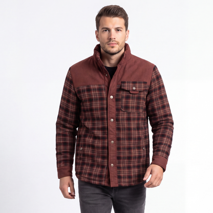 Men's Flannel Jacket - Sherpa Lined & Windproof - Classic Plaid