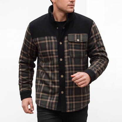 Men's Flannel Jacket - Sherpa Lined & Windproof - Classic Plaid